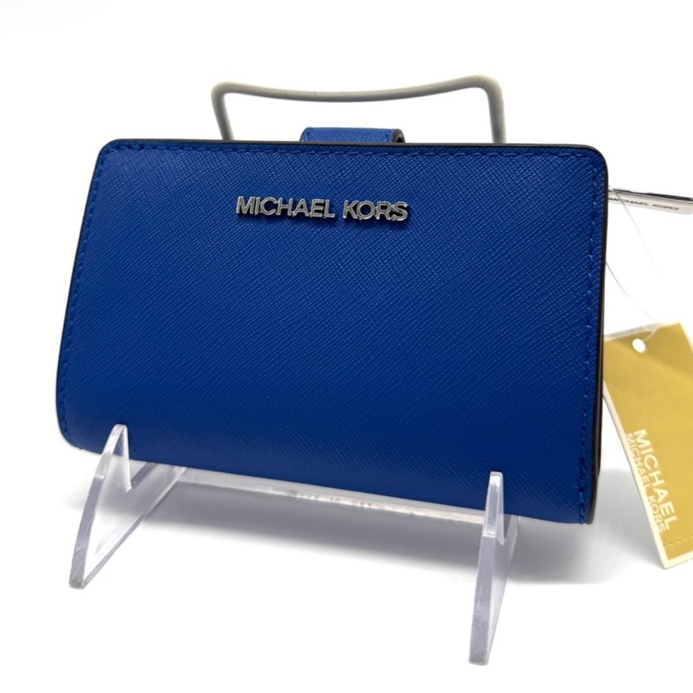 Michael Kors Medium Bifold Zip Chain Wallet Galaxy Blue